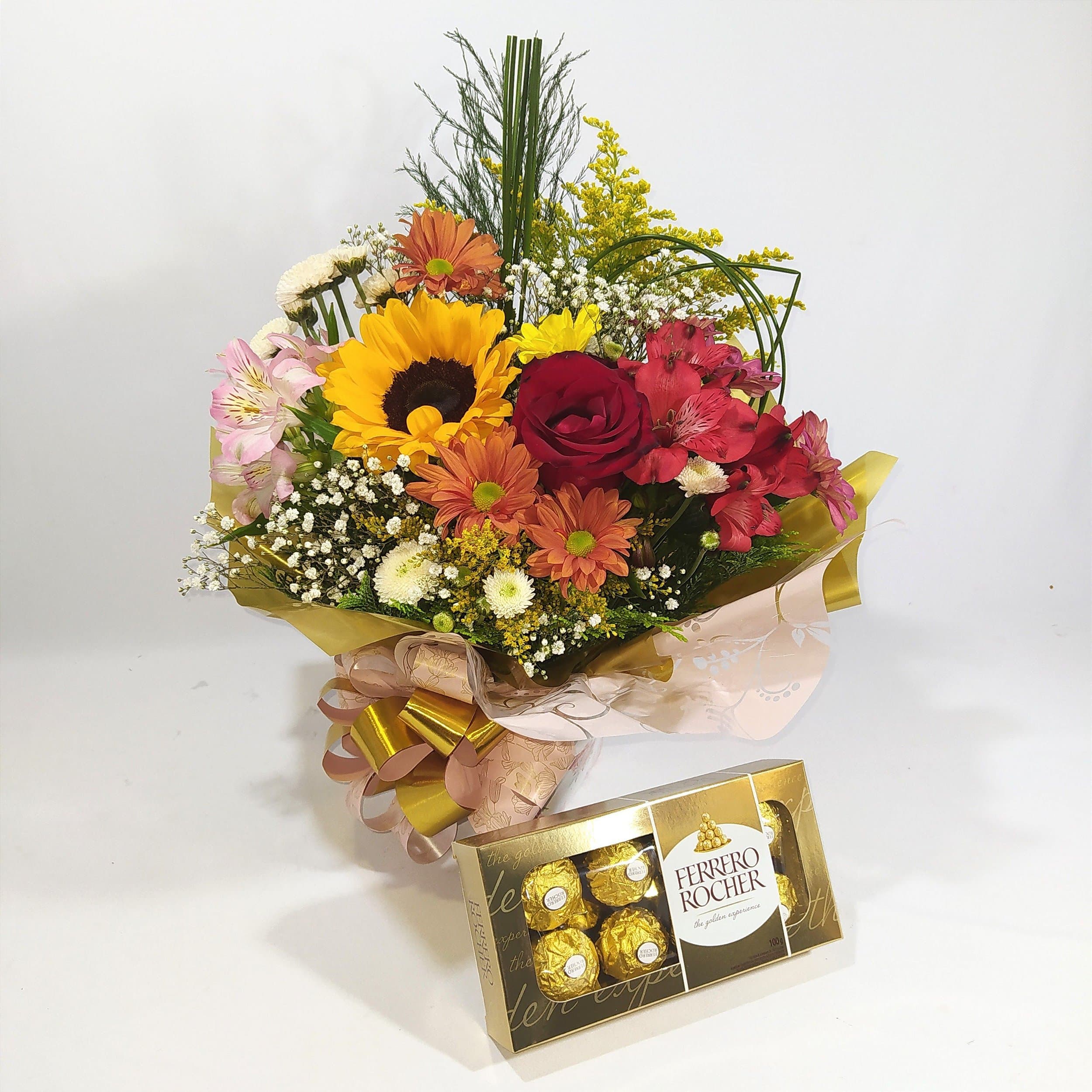 Arranjo Mix de Flores com Ferrero Rocher